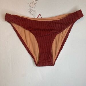 NWT J. Crew Scrunchie Hipster Bikini Bottom Textured Rust Brown Brikck Size M